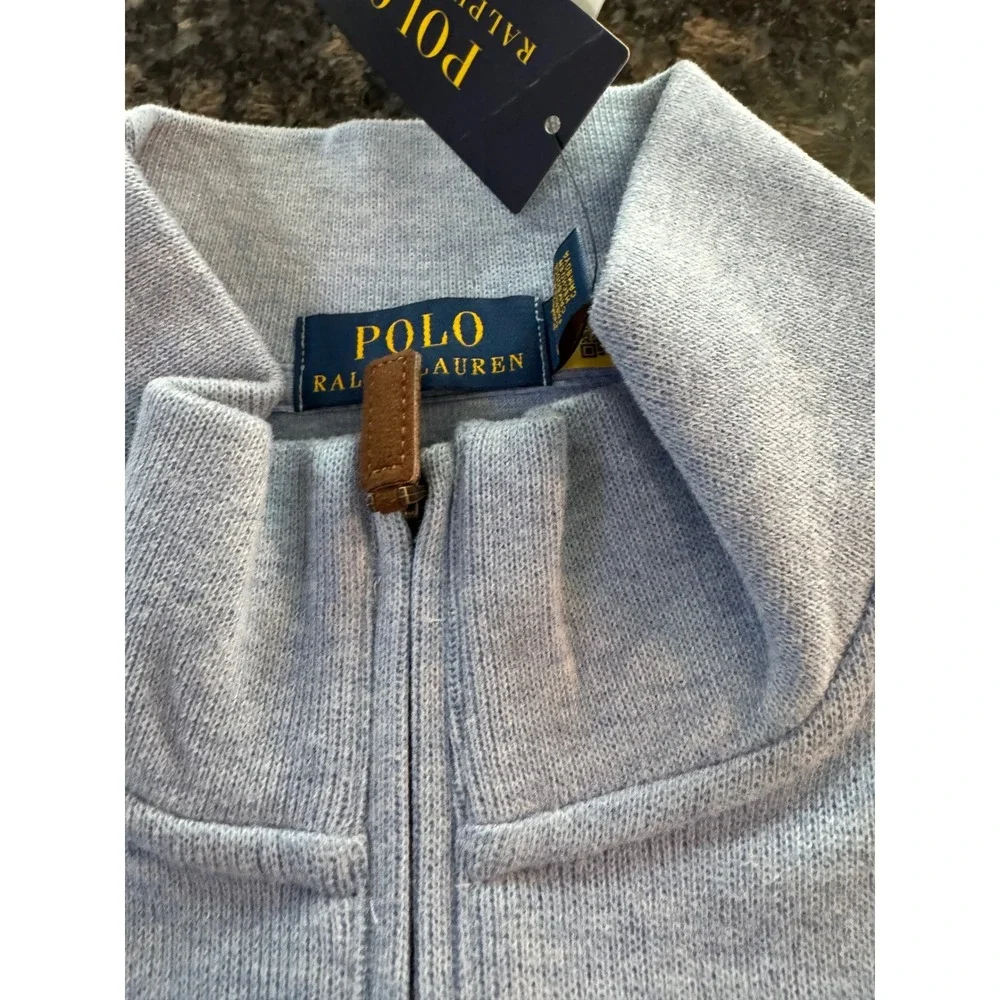 Polo Ralph Lauren Mens 1XB Light Blue Heather Quarter Zip Pullover Sweater‎ NWT